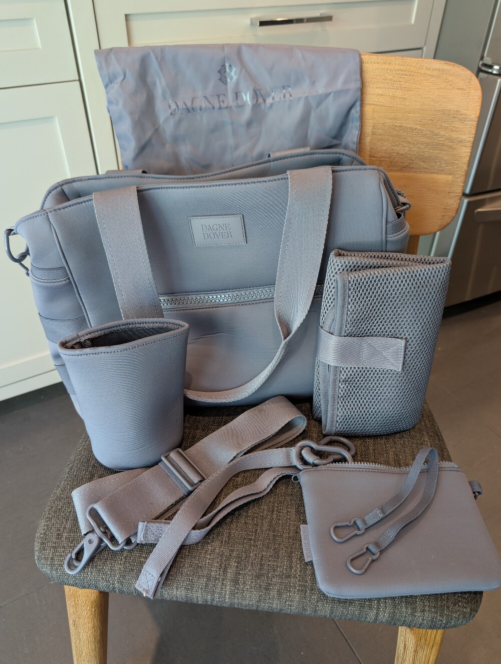Discontinued Dagne Dover Blue/Gray Wade Diaper Bag Tote W/ All Accessories